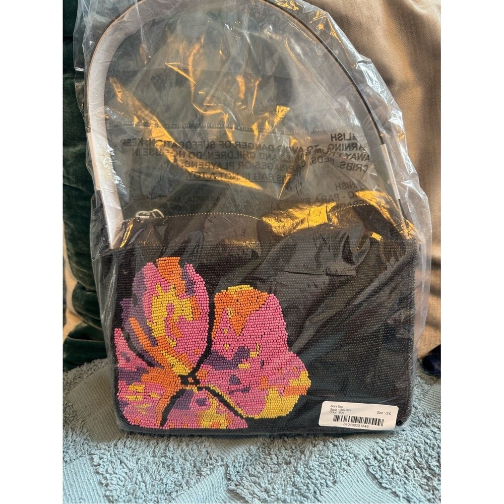 L*Space Alora Bag Black Beaded Floral Shoulder Bag NWT - Picture 3 of 4